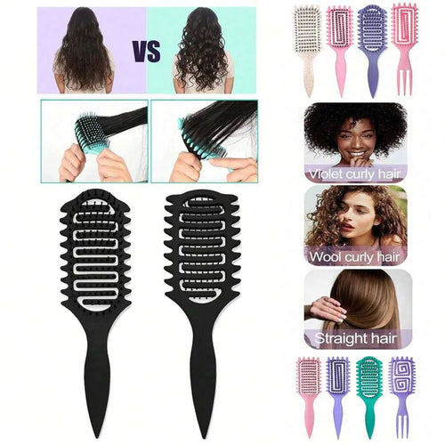 Curl Define Styling Brush Hollow Out Detangling Hair Brush Tangled Wet Curly Hair Comb Shaping Curls Barber Hairdressing Tools