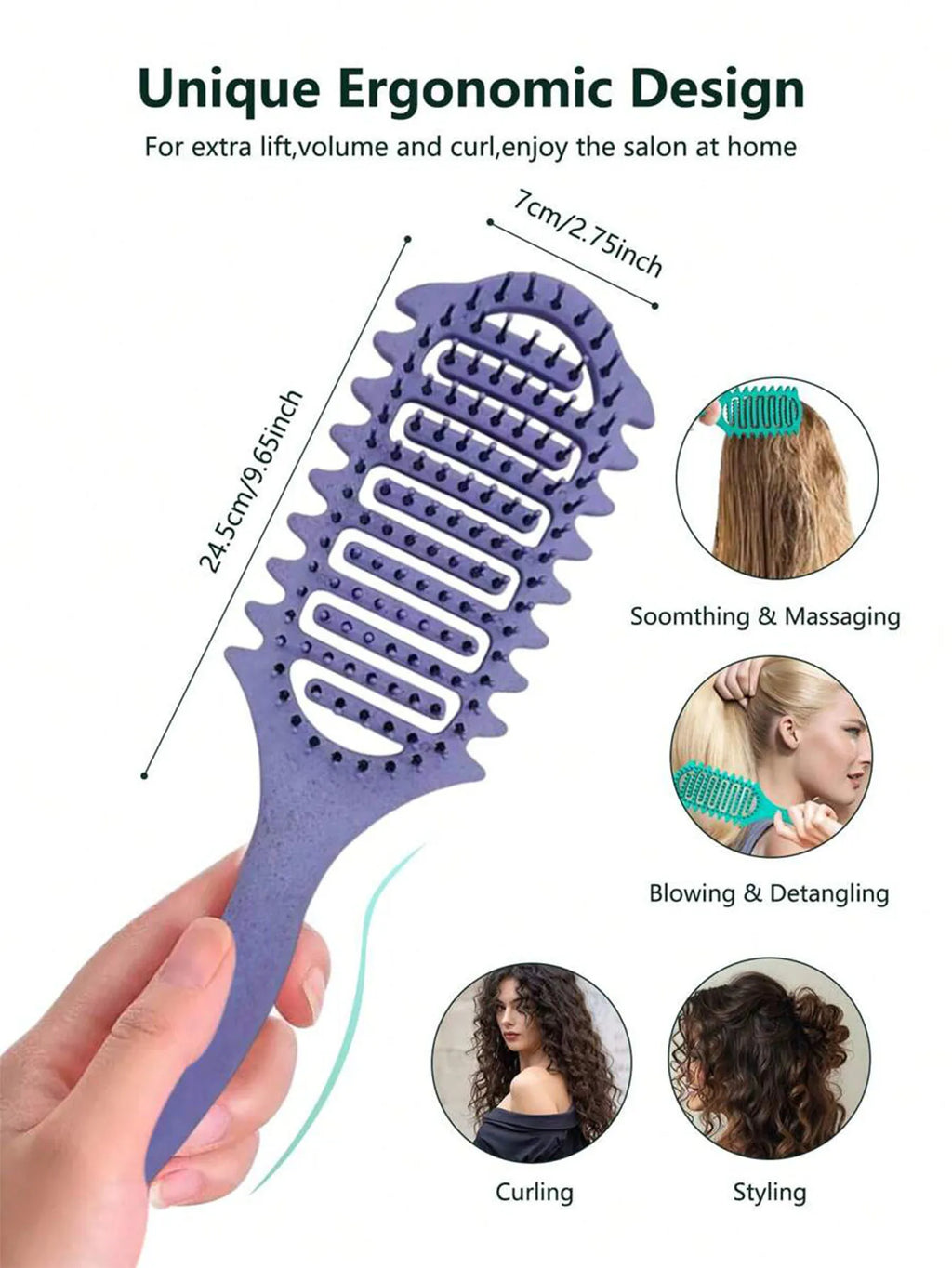 Curl Define Styling Brush Hollow Out Detangling Hair Brush Tangled Wet Curly Hair Comb Shaping Curls Barber Hairdressing Tools