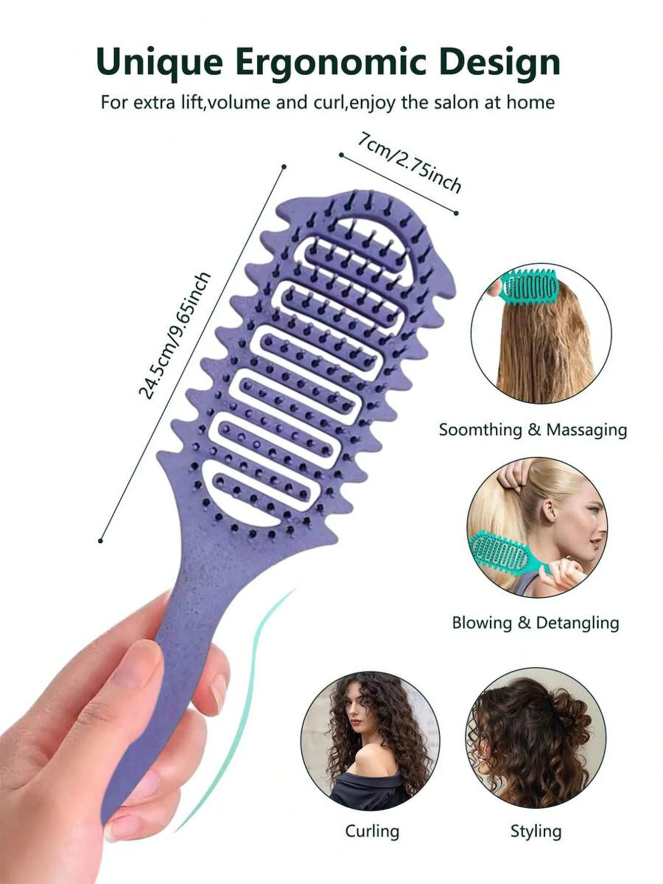 Curl Define Styling Brush Hollow Out Detangling Hair Brush Tangled Wet Curly Hair Comb Shaping Curls Barber Hairdressing Tools
